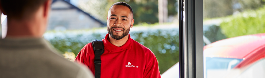 homeserve engineer greeting customer
