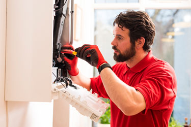 Engineer working on a boiler