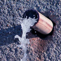 An overflow pipe which is leaking